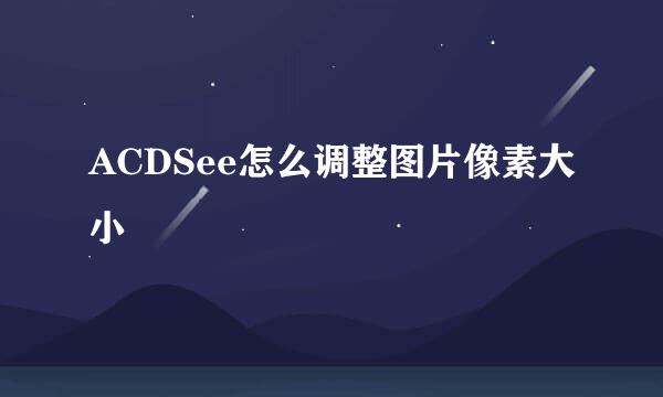 ACDSee怎么调整图片像素大小