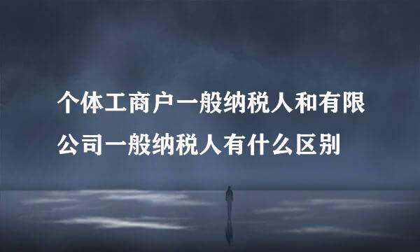 个体工商户一般纳税人和有限公司一般纳税人有什么区别