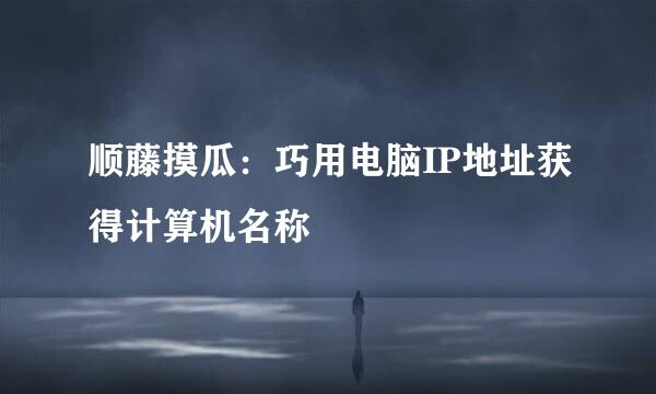 顺藤摸瓜：巧用电脑IP地址获得计算机名称