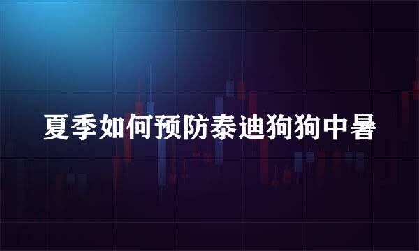 夏季如何预防泰迪狗狗中暑