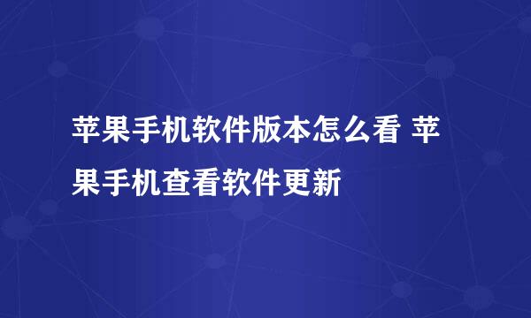 苹果手机软件版本怎么看 苹果手机查看软件更新