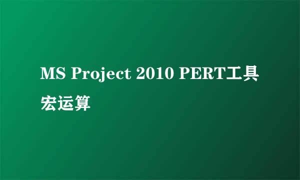 MS Project 2010 PERT工具宏运算