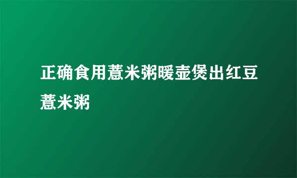 正确食用薏米粥暖壶煲出红豆薏米粥