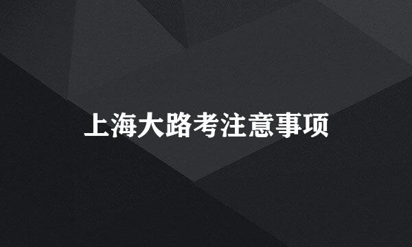 上海大路考注意事项