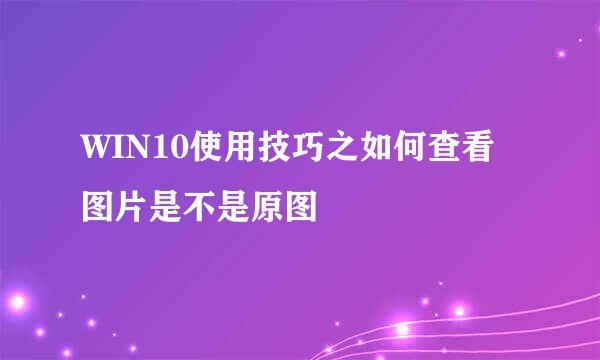 WIN10使用技巧之如何查看图片是不是原图