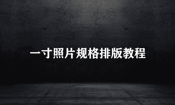 一寸照片规格排版教程