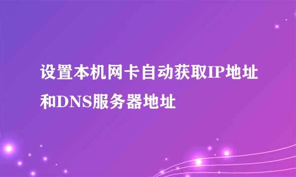 设置本机网卡自动获取IP地址和DNS服务器地址