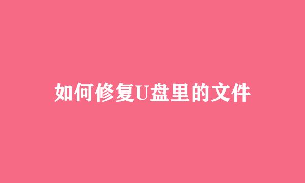 如何修复U盘里的文件