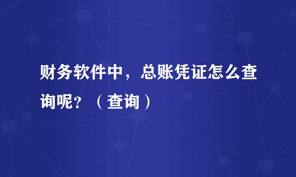 财务软件中，总账凭证怎么查询呢？（查询）