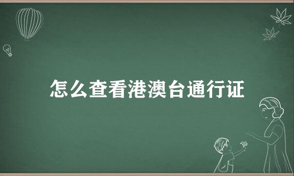 怎么查看港澳台通行证