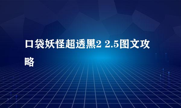口袋妖怪超透黑2 2.5图文攻略