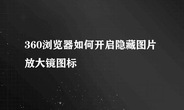 360浏览器如何开启隐藏图片放大镜图标