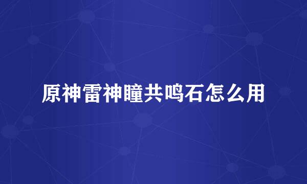 原神雷神瞳共鸣石怎么用