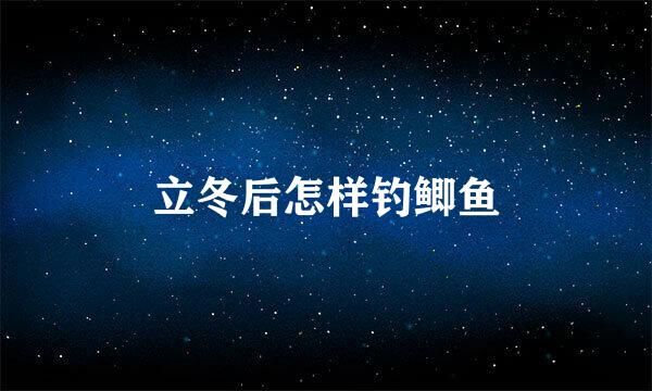 立冬后怎样钓鲫鱼