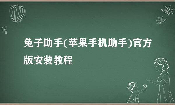 兔子助手(苹果手机助手)官方版安装教程