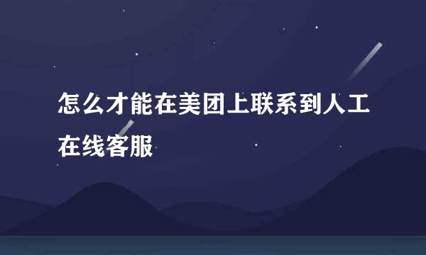 怎么才能在美团上联系到人工在线客服