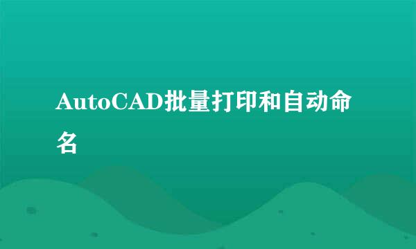 AutoCAD批量打印和自动命名