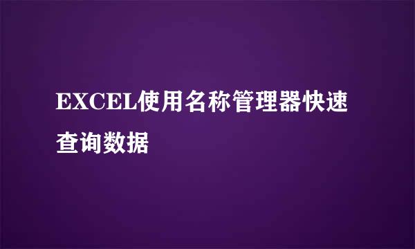 EXCEL使用名称管理器快速查询数据