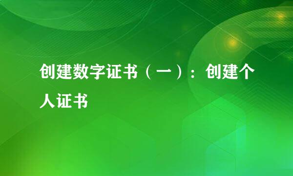 创建数字证书（一）：创建个人证书