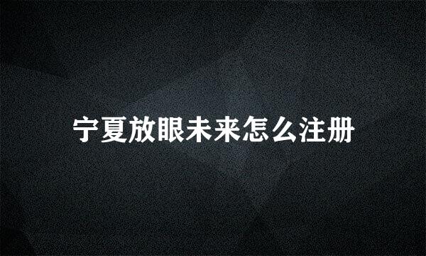 宁夏放眼未来怎么注册