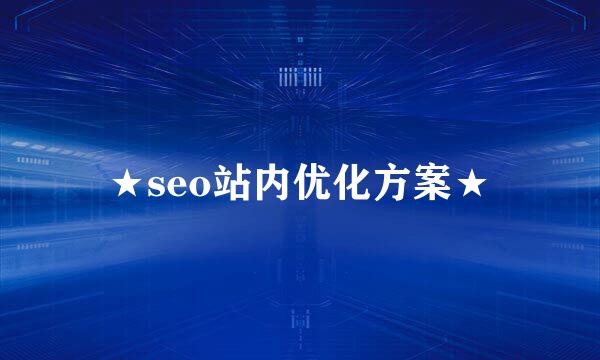 ★seo站内优化方案★