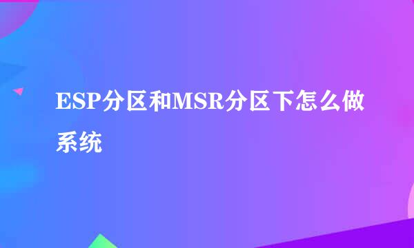 ESP分区和MSR分区下怎么做系统