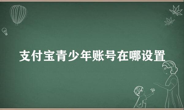 支付宝青少年账号在哪设置