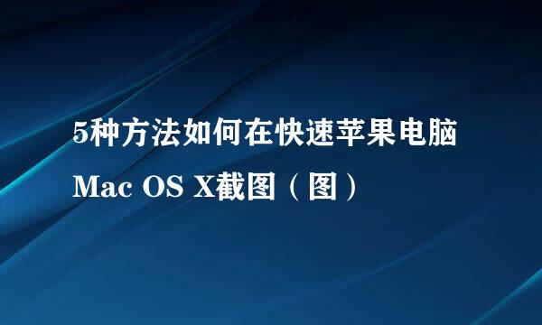 5种方法如何在快速苹果电脑Mac OS X截图（图）