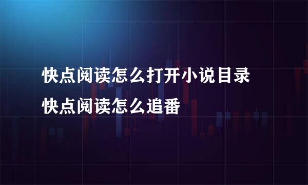快点阅读怎么打开小说目录 快点阅读怎么追番