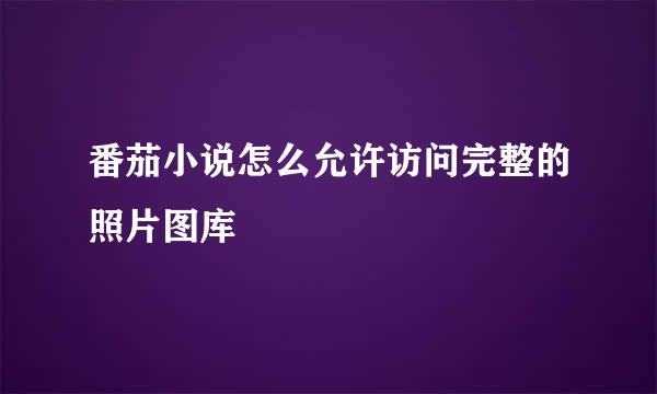 番茄小说怎么允许访问完整的照片图库