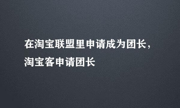 在淘宝联盟里申请成为团长，淘宝客申请团长