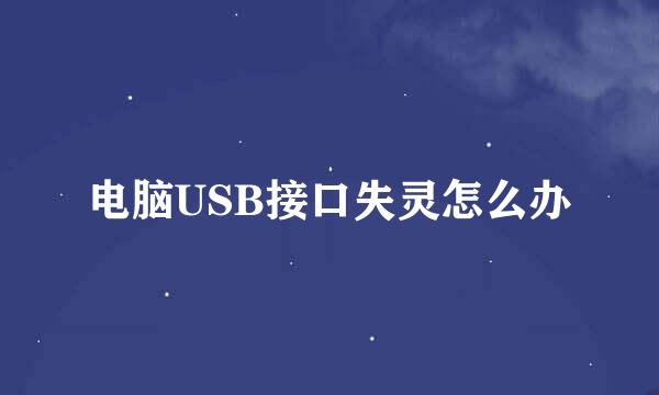 电脑USB接口失灵怎么办