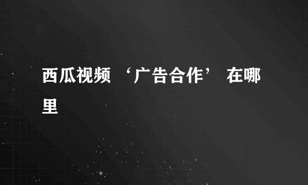 西瓜视频 ‘广告合作’ 在哪里