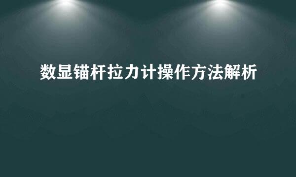 数显锚杆拉力计操作方法解析