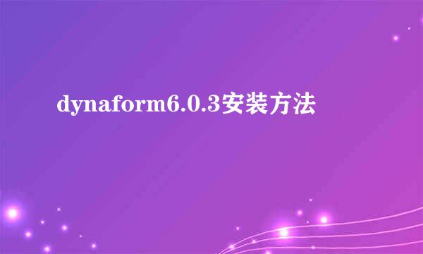 dynaform6.0.3安装方法