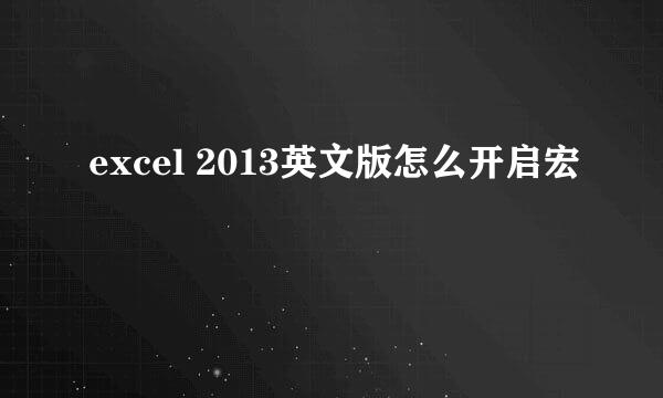 excel 2013英文版怎么开启宏