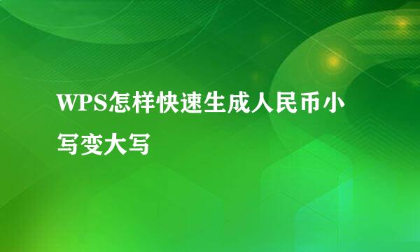 WPS怎样快速生成人民币小写变大写