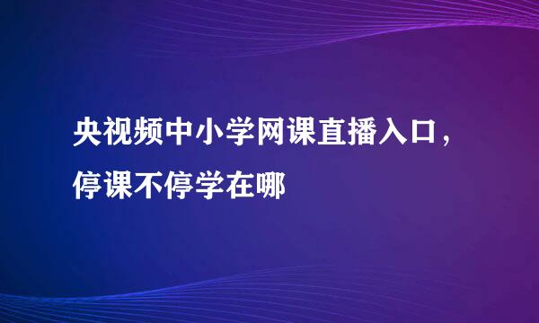 央视频中小学网课直播入口，停课不停学在哪