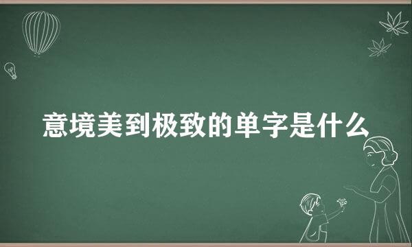 意境美到极致的单字是什么