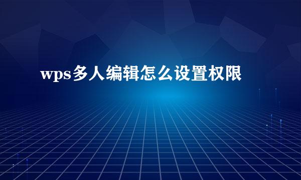 wps多人编辑怎么设置权限