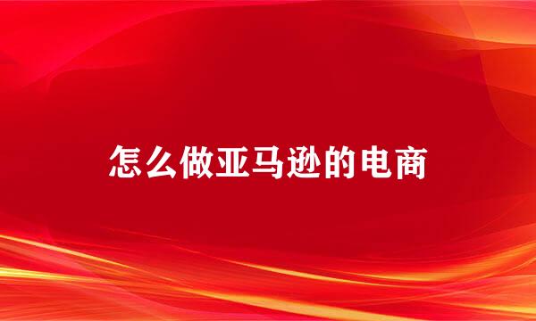 怎么做亚马逊的电商