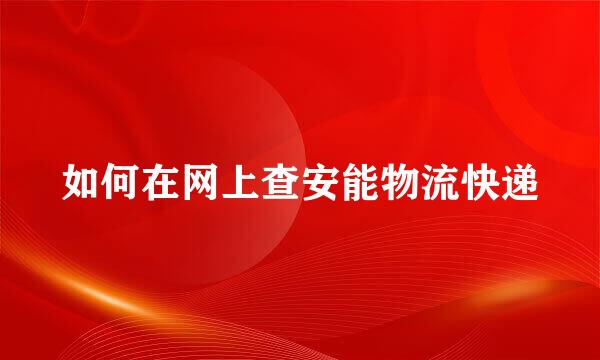 如何在网上查安能物流快递
