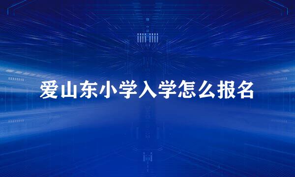 爱山东小学入学怎么报名