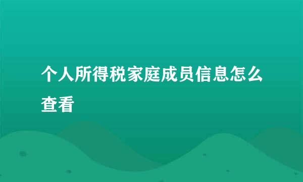 个人所得税家庭成员信息怎么查看