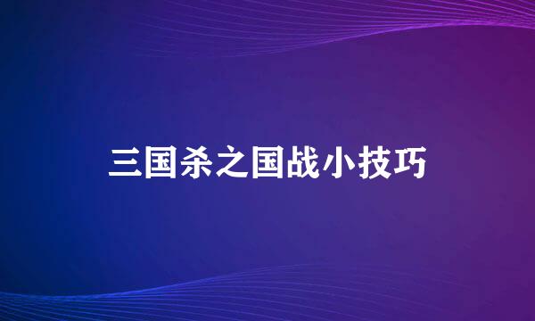 三国杀之国战小技巧