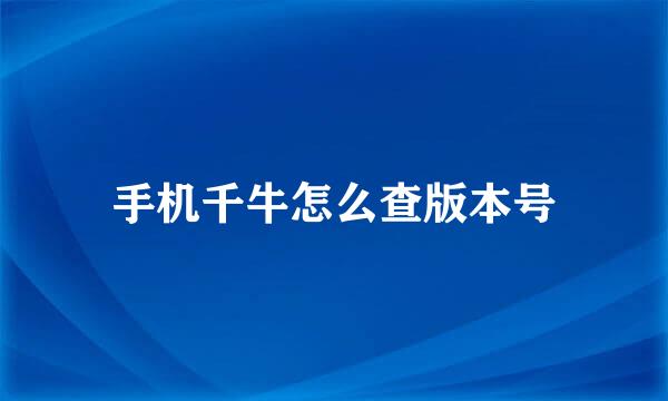 手机千牛怎么查版本号