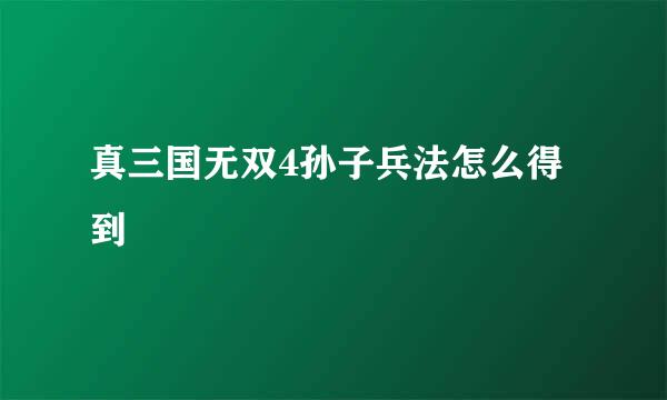 真三国无双4孙子兵法怎么得到