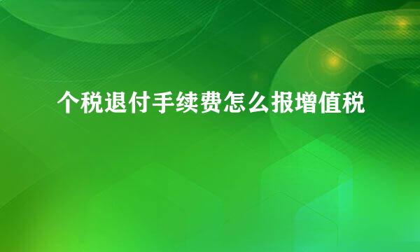 个税退付手续费怎么报增值税