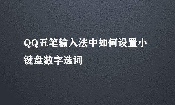 QQ五笔输入法中如何设置小键盘数字选词