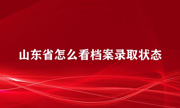 山东省怎么看档案录取状态